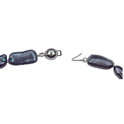 Slotje van zoetwater parelketting met bijzondere blauw zwarte parels en sterling zilver (925) | Black Princess