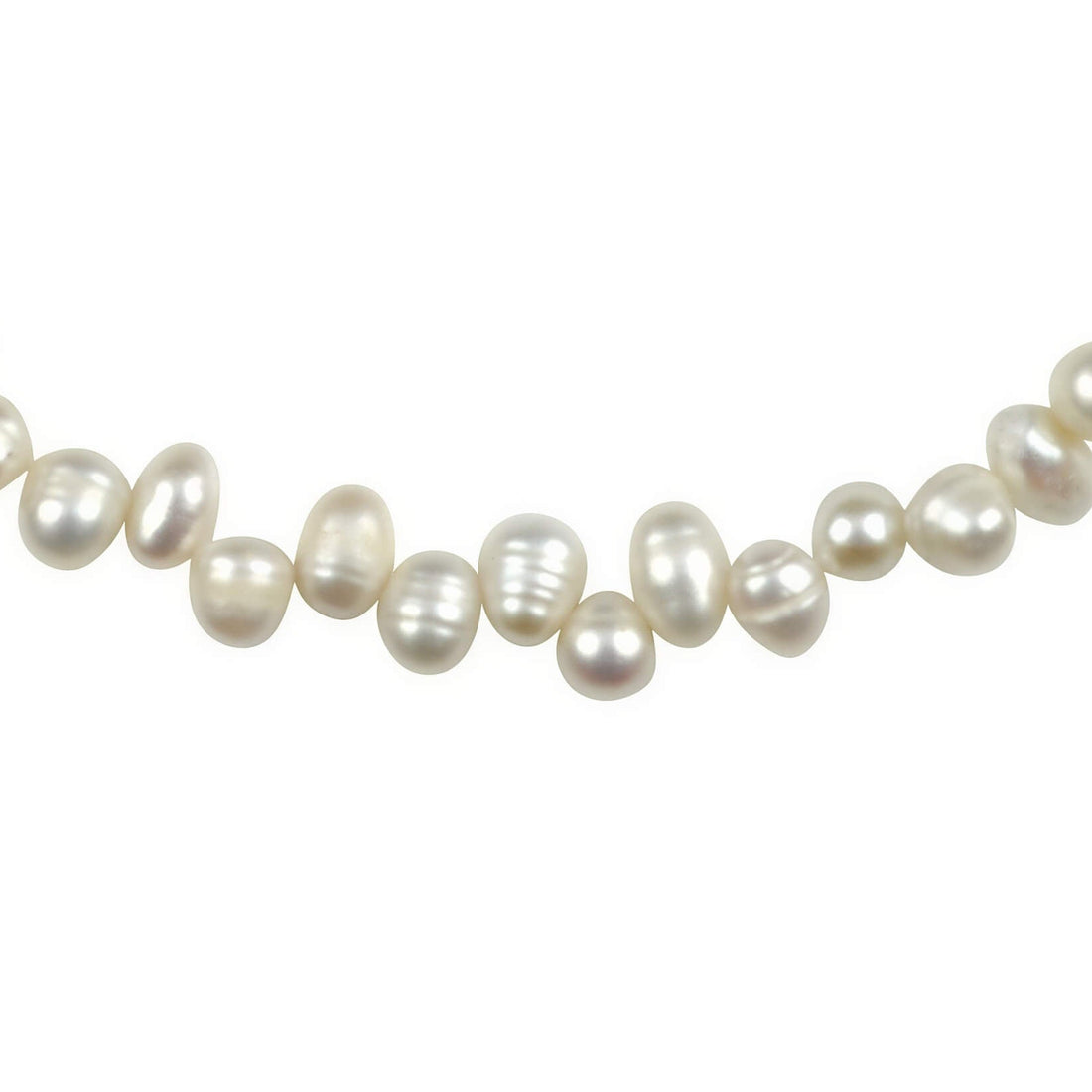 Detail van zoetwater parelketting met witte parels en sterling zilver (925) | Bo