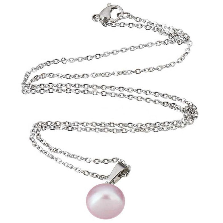 Zoetwater parelketting met roze parels en zilver edelstaal | set Brit P