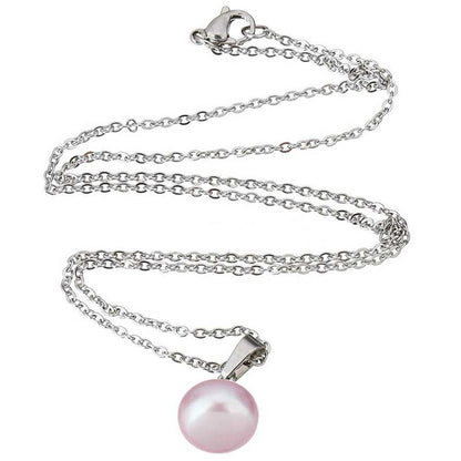 Zoetwater parelketting met roze parels en zilver edelstaal | set Brit P