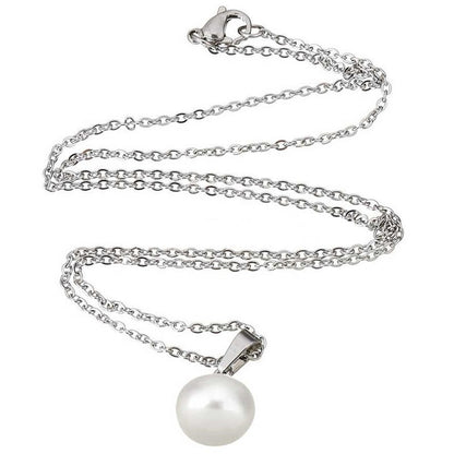 Zoetwater parelketting met witte parel hanger en zilver edelstaal | Brit W