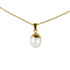 Detail van witte zoetwater parelketting met goud edelstaal en parel hanger | set Gold Dip White Pearl