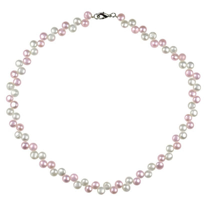 Zoetwater parelketting met witte en roze parels en sterling zilver (925) | Gonty