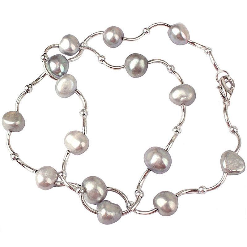 Zoetwater parelketting met grijze parels | Grey Pearl Silver