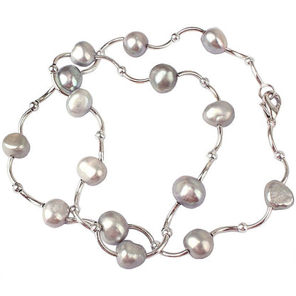 Zoetwater parelketting met grijze parels | Grey Pearl Silver