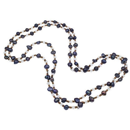 Lange zoetwater parelketting met blauw paarse parels | Ilora