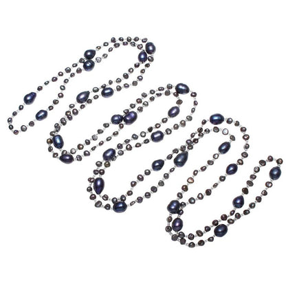 Lange zoetwater parelketting met blauw zwarte parels | Long seed Bead Dark Blue