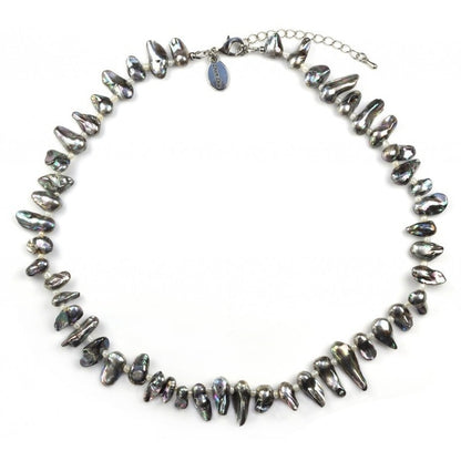 Zoetwater parelketting met grijze parels en sterling zilver (925) | Pearl Blister AB Grey