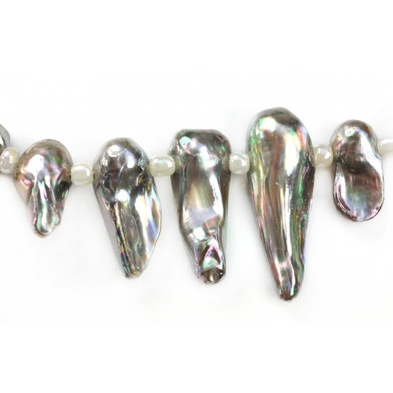 Detail van zoetwater parelketting met grijze parels en sterling zilver (925) | Pearl Blister AB Grey