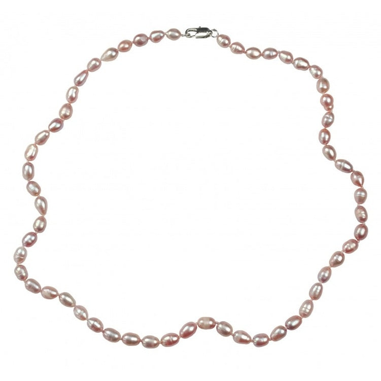Handgeknoopte roze zoetwater parelketting met sterling zilver (925) | Pini