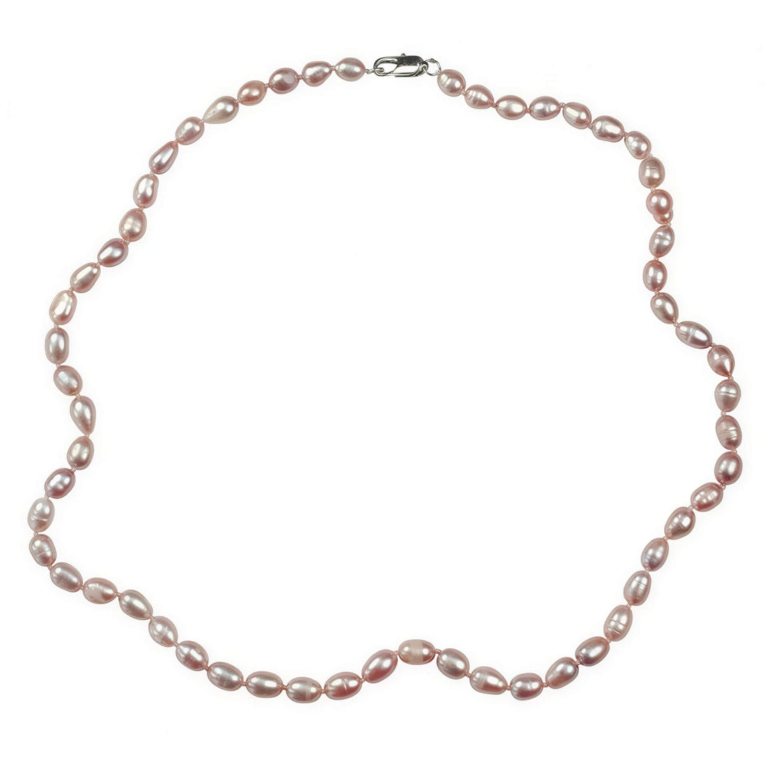 Handgeknoopte roze zoetwater parelketting met sterling zilver (925) | Pini