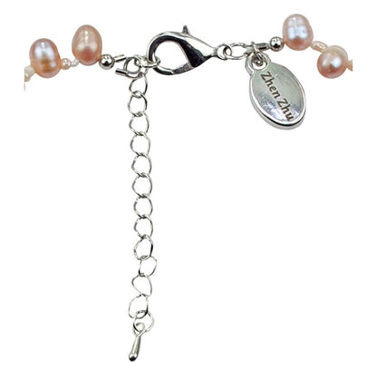Slotje van zoetwater parelketting met zalm roze parels en sterling zilver (925) | Rozi