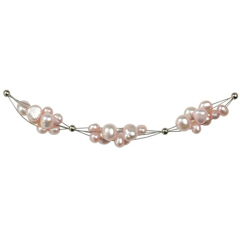 Detail van zoetwater parelketting met licht roze parels en sterling zilver (925) | Sanny