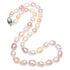 Handgeknoopte zoetwater parelketting met witte, zalm en roze parels | set Sina
