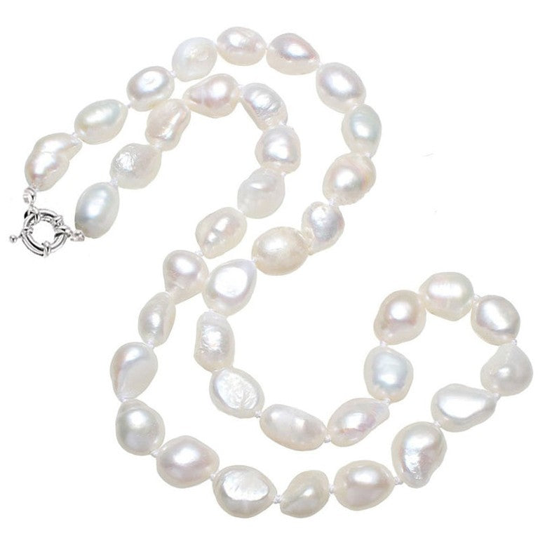 Handgeknoopte witte zoetwater parelketting | set Wola Two