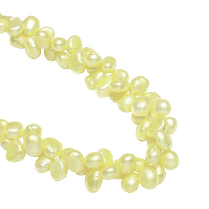 Detail van zoetwater parelketting met gele parels in 2 rijen | Yellow Babe