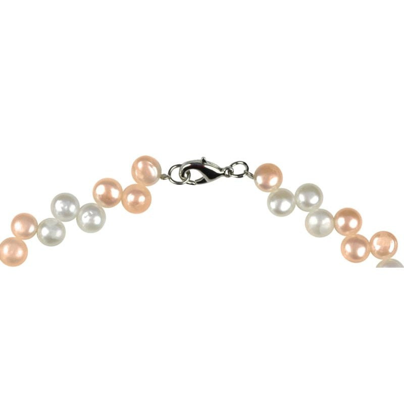 Slotje van zoetwater parelketting met witte en zalm kleurige parels met sterling zilver (925) | Zwanty