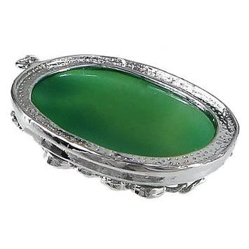 Zoetwater parelketting met witte parels en groene agaat hanger aan zilveren spang achterkant | Green Agate Pearl Grape