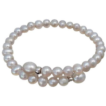 Zoetwater parel wikkel armband met witte parels en sterling zilver (925) | Angelica