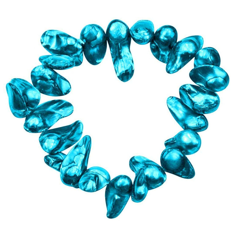 Zoetwater parel armband met aqua blauwe parels, elastisch | set Pearl Blister Aqua Blue (KA)