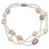 Zoetwater parel armband met witte, zalm en roze parels in 3 rijen met magneetslot | set Twine Pearl Soft Colors 2