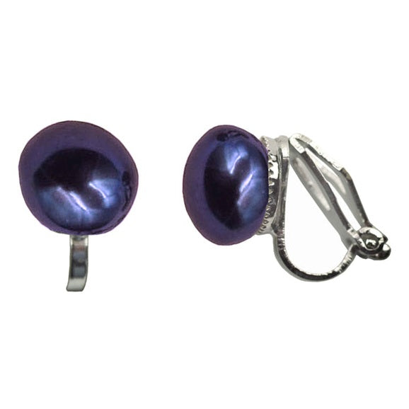 Zoetwater parel clips oorbellen met blauw zwarte parels | Clip Pearl Black