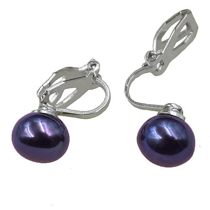 Zoetwater parel clips oorbellen met blauw zwarte parels, met open clipjes | Clip Pearl Black