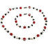 Zoetwaterparel set met parelketting en parel armband met magneetslot, witte parels en rode en zwarte kralen | Santa