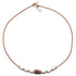 Zoetwater parelketting met witte parels en licht bruin leer | set Ibiza Red