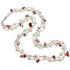 Zoetwater parelketting met witte parels, rode agaat en magneetslotje | set Twine Pearl red Agate