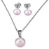Zoetwater parel set bestaande uit een parelketting en parel oorbellen met roze parels en zilver edelstaal | set Brit P