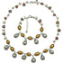 Zoetwater parel set bestaande uit een parelketting en parel armband met grijze, oker en bruine parels | set Daisy
