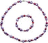 Zoetwater parel set bestaande uit parelketting en parel armband met rode, paarse en lila kleurige parels en gerhodineerd zilver | set Pulla