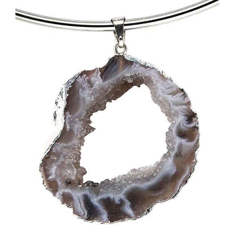 Detail van grijze edelstenen ketting met ijskwarts | Ice Quartz Round