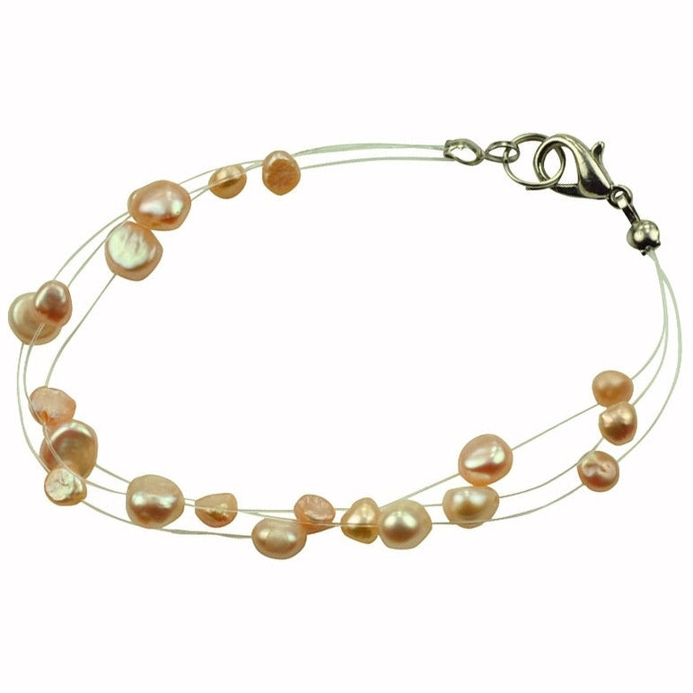 Zoetwater parel armband met zalm kleurige parels en sterling zilver (925) | Jill Z