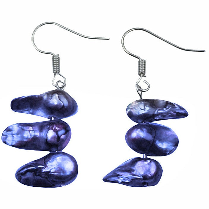 Zoetwater parel oorbellen met cobalt blauwe parels en sterling zilver (925) | Pearl Blister Cobalt Blue