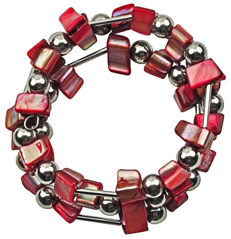 Rood parelmoeren wikkelarmband, bovenaanzicht | Wrap Shell Red