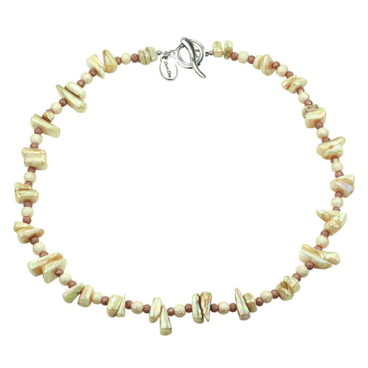 Cremè kleurige parelmoeren ketting | Cube Glas