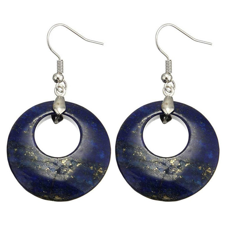 Blauwe edelstenen oorbellen met lapis lazuli in donut vorm met sterling zilver (925) | Lapis Lazuli Donut