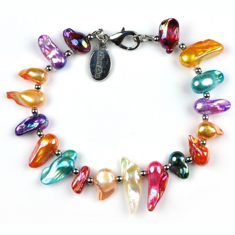 Zoetwater parel armband met bont gekleurde parels | Blister AB Color