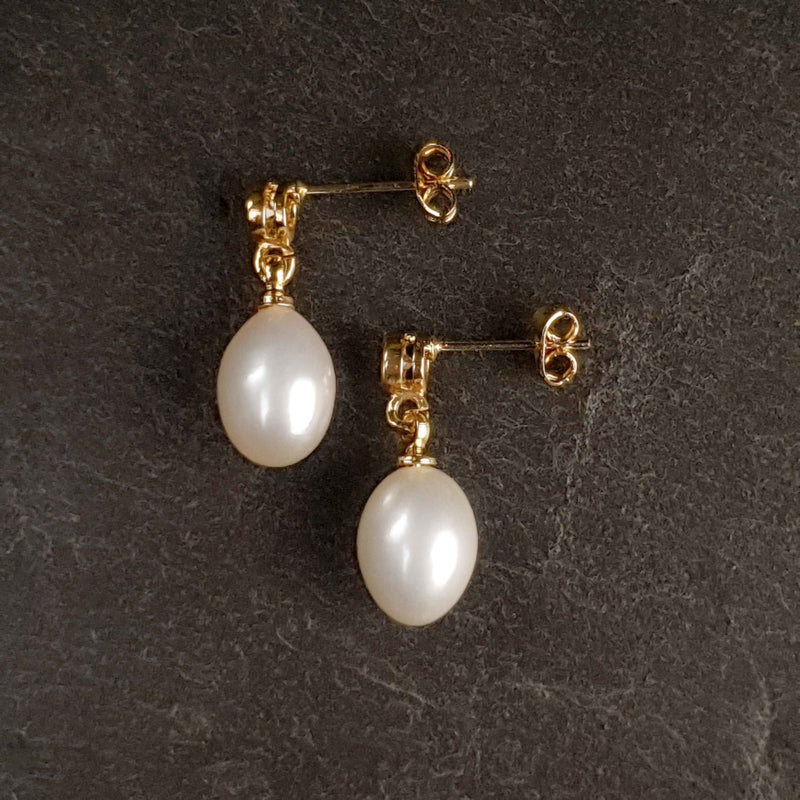 Zoetwater parel oorbellen Bling Gold White Pearl