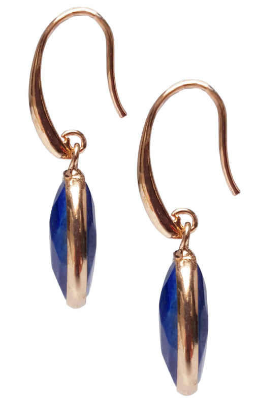 Edelstenen oorbellen Gold Oval Lapis Lazuli