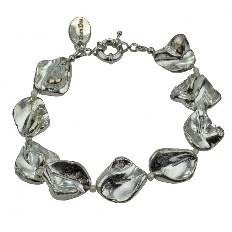Zilver kleurige parelmoer schelpen armband | Shell Silver