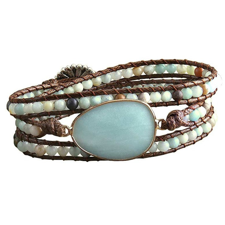 Edelstenen wikkelarmband met amazoniet | Wrap Amazonite 3 Rows