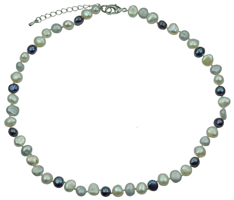 Zoetwater parelketting Grey Black White Pearl