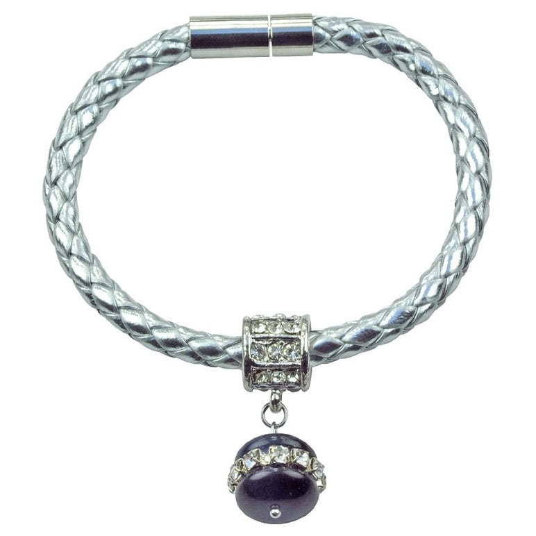Edelstenen armband met blauwe kattenoog en stras steentjes | Cat’s Eye Blue Double Bling