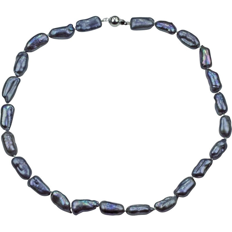 Zoetwater parelketting met bijzondere blauw zwarte parels en sterling zilver (925) | Black Princess