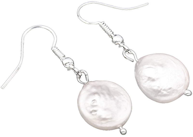 Witte zoetwater parel oorbellen met sterling zilver (925), zijaanzicht | Colly White
