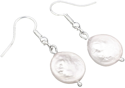 Witte zoetwater parel oorbellen met sterling zilver (925), zijaanzicht | Colly White