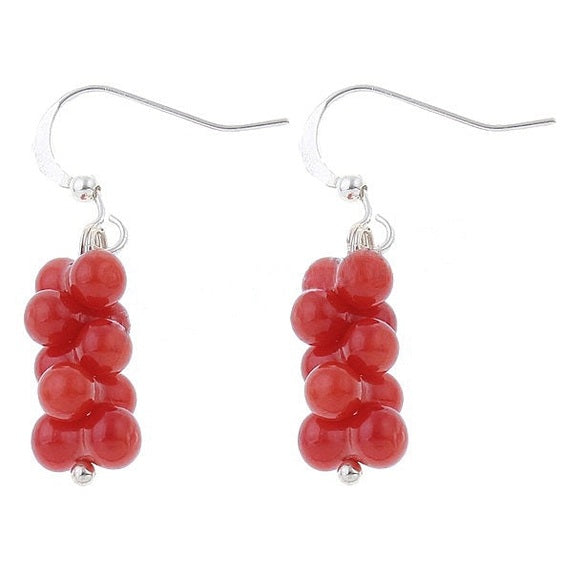 Rood koralen oorbellen met sterling zilver 925 | Coral Bone